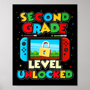 Póster Chico Jugador de Videojuegos Desbloqueado Nivel 2d