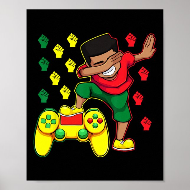 Póster Chico jugador haciendo dabbing en Juneteenth Contr (Frente)