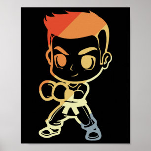 Póster Chico Kickboxing Dibujos Animados Aspecto Kickboxe