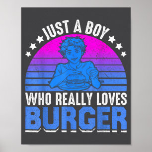 Póster Chico Lindo Ama a Los Amantes de la Comida Hamburg