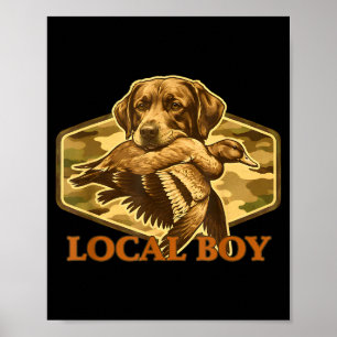 Póster Chico local caza de patos sureña negra al aire lib