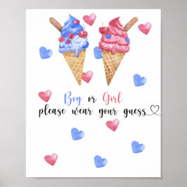 Póster Chico o Chica, por favor, use su suposición