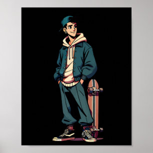 Póster Chico patinador – Diseño gráfico de patinaje monop