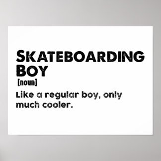 Póster Chico Patinando Definición Divertida Patinador