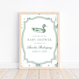 Póster Chico Pato Real Toile de Jouy Baño de Bebé Sin Dis