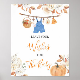 Póster Chico Ropa De Calabaza Baby Shower Deja Tus Deseos