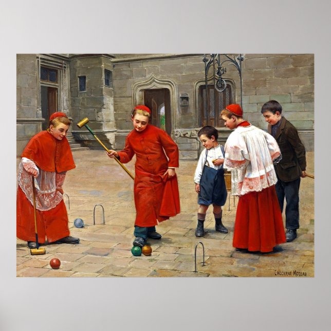 Póster Chicos Altar ~ Jugando Croquet ~Paul Chocarne-More (Frente)
