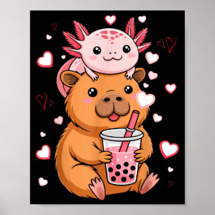 Póster Chicos Chicas Té de Burbujas Capybara Axolotl Kawa