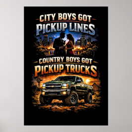 Póster Chicos de Campo Tienen Camionetas