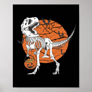 Póster Chicos de Halloween Dinosaurio Esqueleto T Rex Cal