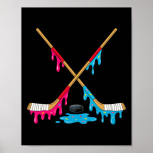Póster Chicos de hockey con helado goteando Jugador de ho