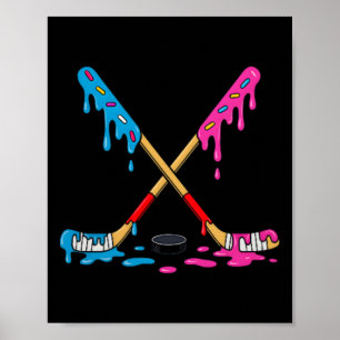 Póster Chicos de hockey con helado goteante Jugador juven