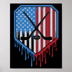 Póster Chicos divertidos de hockey con helado patriótico