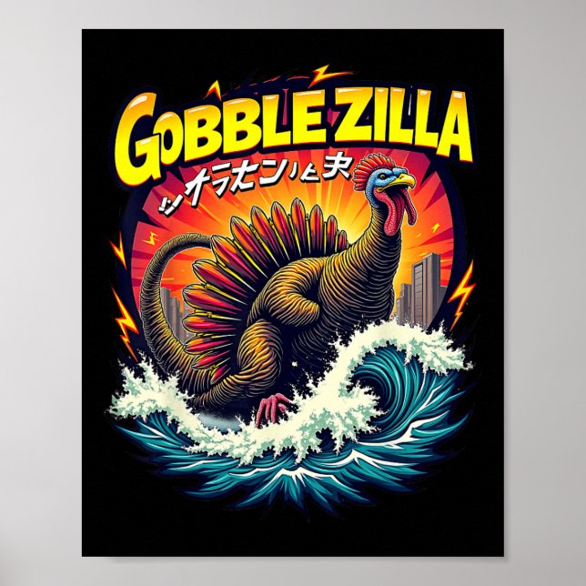 Póster Chicos Divertidos Día de Acción de Gracias Gobble  (Frente)