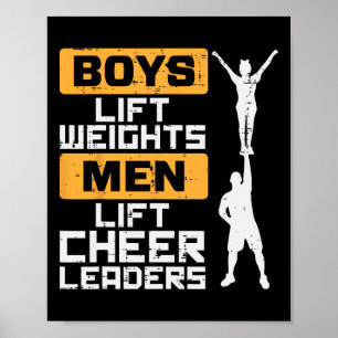 Póster Chicos levantan pesas hombres porrista divertido p