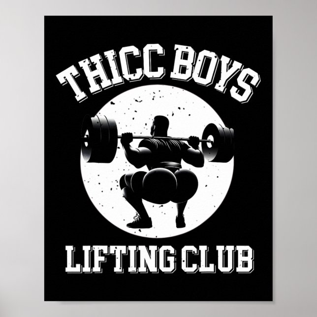Póster Chicos Thicc Lifting Club Gracioso Gimnasio Mens S (Frente)
