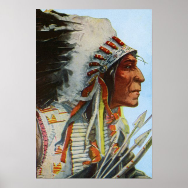 Póster Chief Wolf Robe Blackpies Native American (Frente)