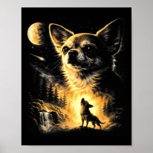 Póster Chihuahua aullando a la luna divertido tengo ese p
