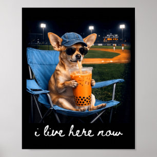 Póster Chihuahua bebe café helado campo de béisbol en viv