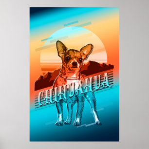 Póster Chihuahua de gráficos retro ID754 multicolor