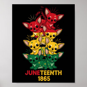 Póster Chihuahua Divertido Bandera Panafricana Juneteenth