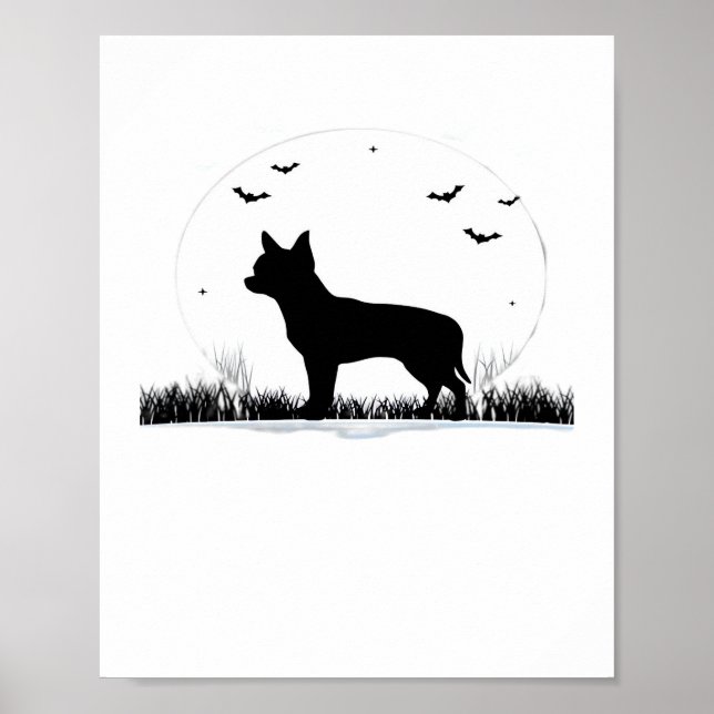 Póster Chihuahua Dog - Halloween Moon Silhouette Classic (Frente)