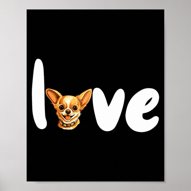 Póster Chihuahua Dog Love For Valentines Day  (Frente)