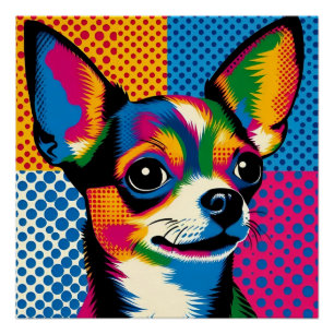 Póster Chihuahua, estilo colorido Pop Art,