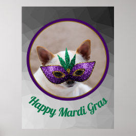 Póster Chihuahua lindo Feliz Mardi Gras brillante foto de