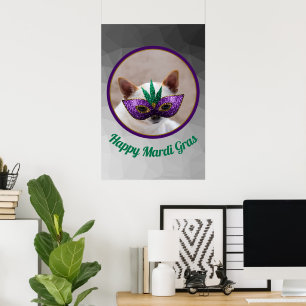 Póster Chihuahua lindo Feliz Mardi Gras brillante foto de