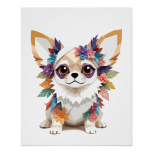 Póster Chihuahua Mascota colorido animal divertido y ador