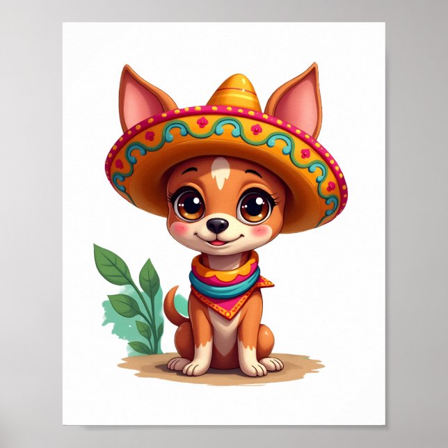 Póster Chihuahua  Mexico  Cinco de Mayo  Funny Dog   (3) (Frente)