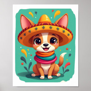 Póster Chihuahua México Cinco de Mayo Perro Divertido