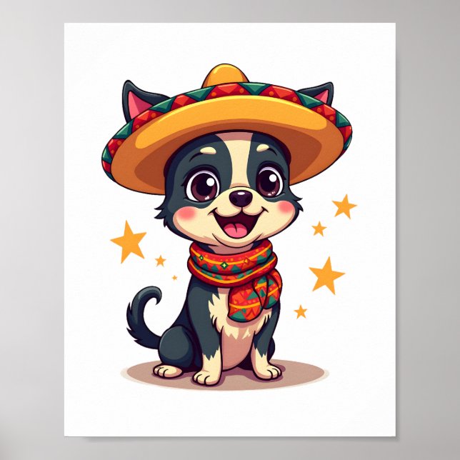 Póster Chihuahua  México  Cinco de Mayo  Perro Divertido  (Frente)