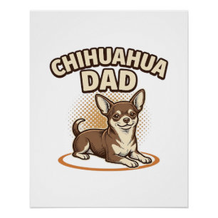 Póster Chihuahua Papá Grabado Vintage Diseño Amante de lo