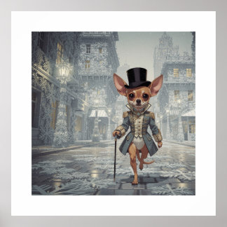 Póster Chihuahua Por La Ciudad En París