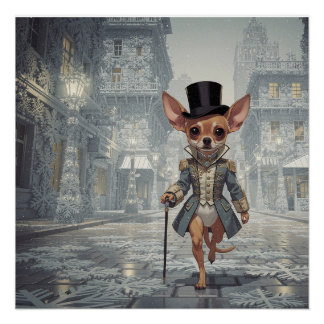 Póster Chihuahua Por La Ciudad En París