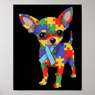Póster Chihuahua Puzzle Autism Awareness Autistic Women