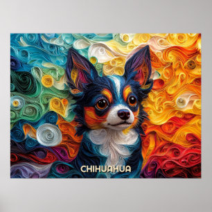 Póster Chihuahua Quilling Art Dog Retrato