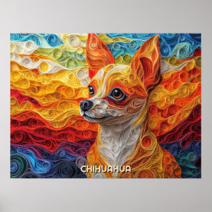 Póster Chihuahua Quilling Art Dog Retrato