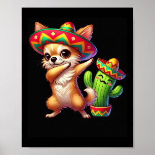 Póster Chihuahua Sombrero Cinco De Mayo Cactus Mexicano K