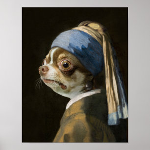 Póster Chihuahua with a Pearl Earring Poster