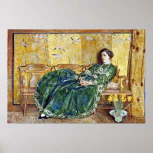 Póster Childe Hassam abril (el vestido verde)