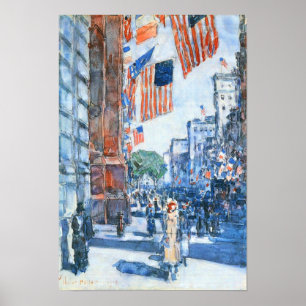 Póster Childe Hassam - Banderas, Quinta Avenida