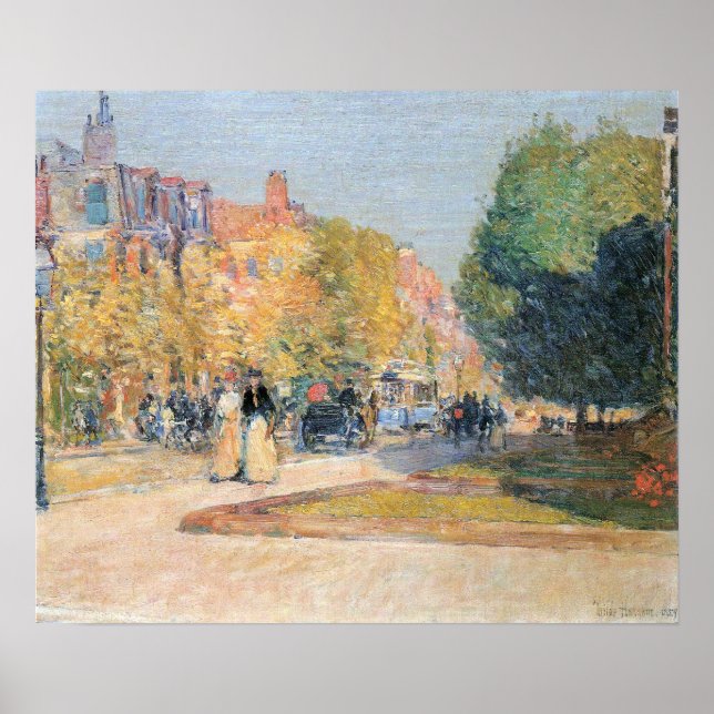Póster Childe Hassam - Calle Malborough, Boston (Frente)