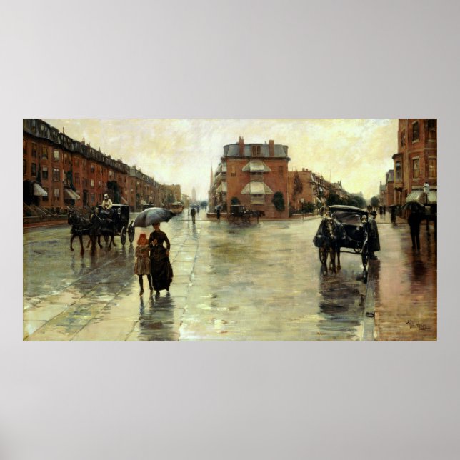 Póster Childe Hassam - Día de Lluvia, Boston (Frente)