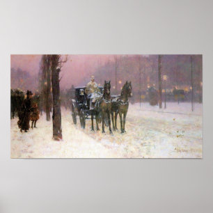 Póster Childe Hassam - escena de la calle con dos taxis