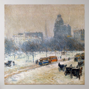 Póster Childe Hassam, invierno en Union Square