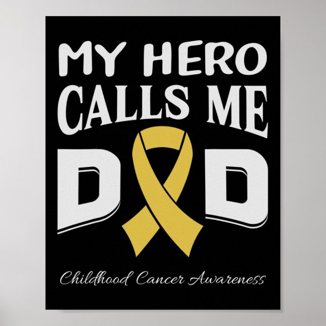 Póster Childhood Cancer Awareness Survivor Ribbon Men Dad (Frente)