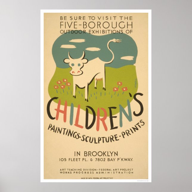 Póster Children Art Brooklyn 1938 WPA (Frente)